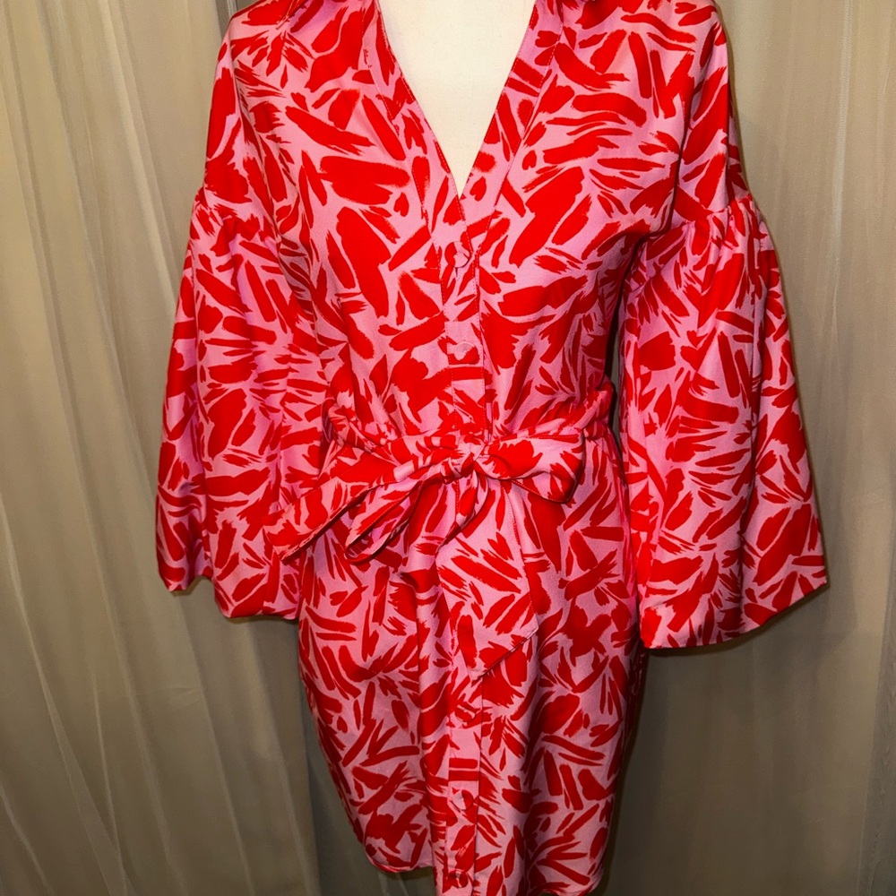 Veronica Beard Red and Pink Patterned Top